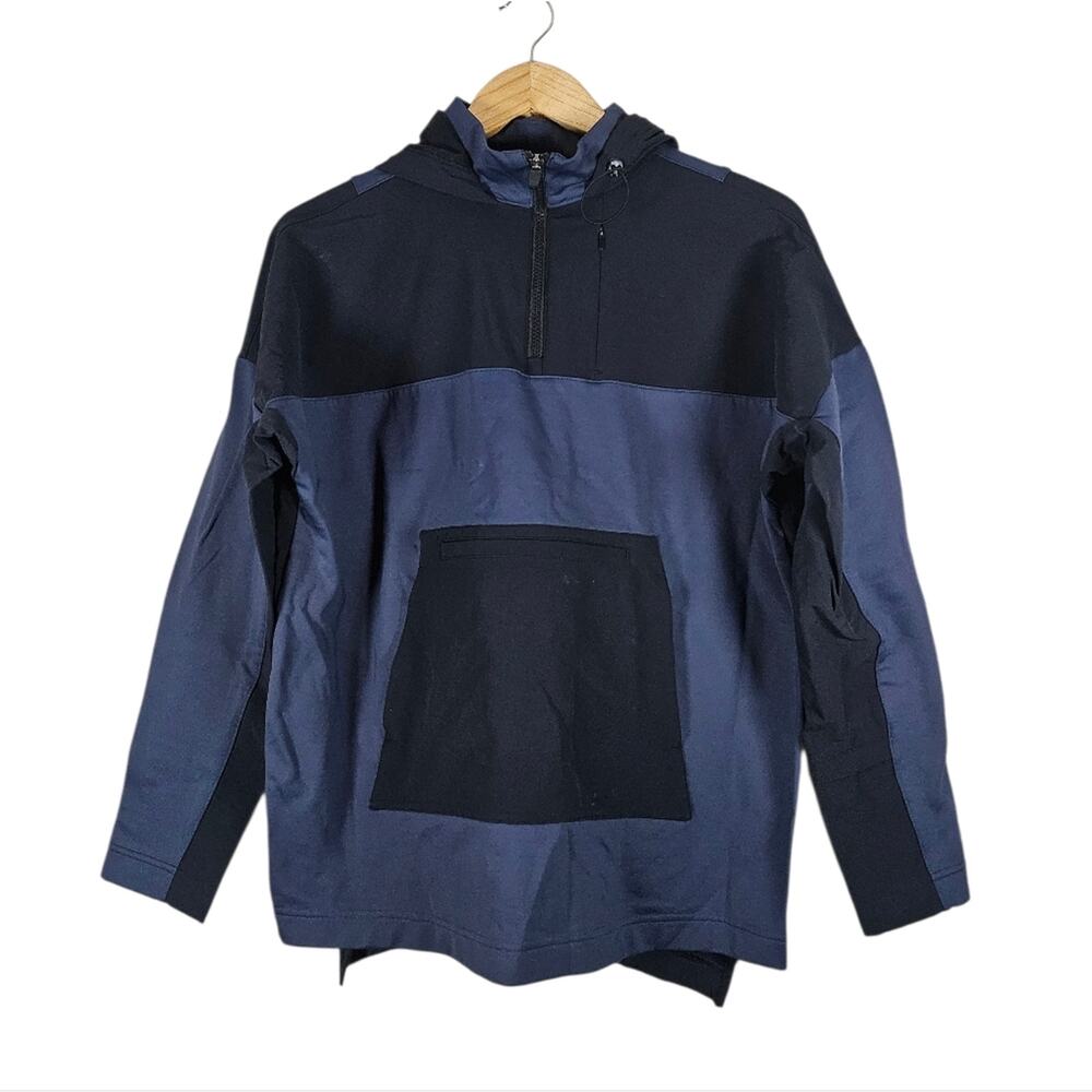 Title Nine 1/4 Zip Nylon Pullover‎ Hooded Anorak Jacket Blue Black Size M